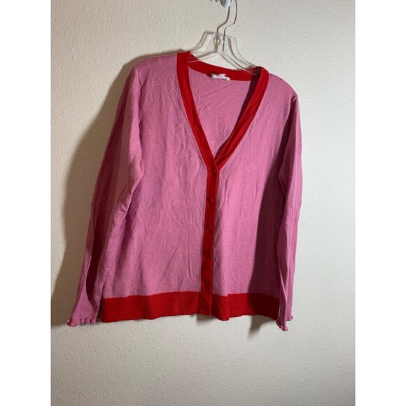 Candace Cameron Bure V Neck Long Sleeve Cardigan Womens Size Medium Pink AC8 - Picture 2 of 7